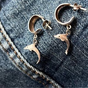 Sterling Silver Dolphin Earrings